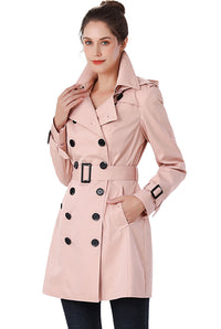 BGSD Women Leah Waterproof Hooded Mid Length Trench Coat