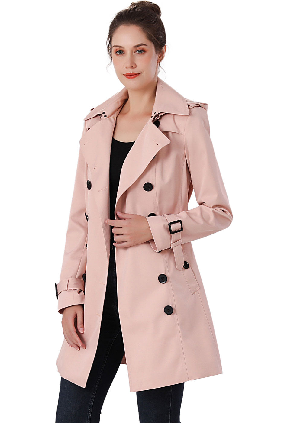 BGSD Women Leah Waterproof Hooded Mid Length Trench Coat