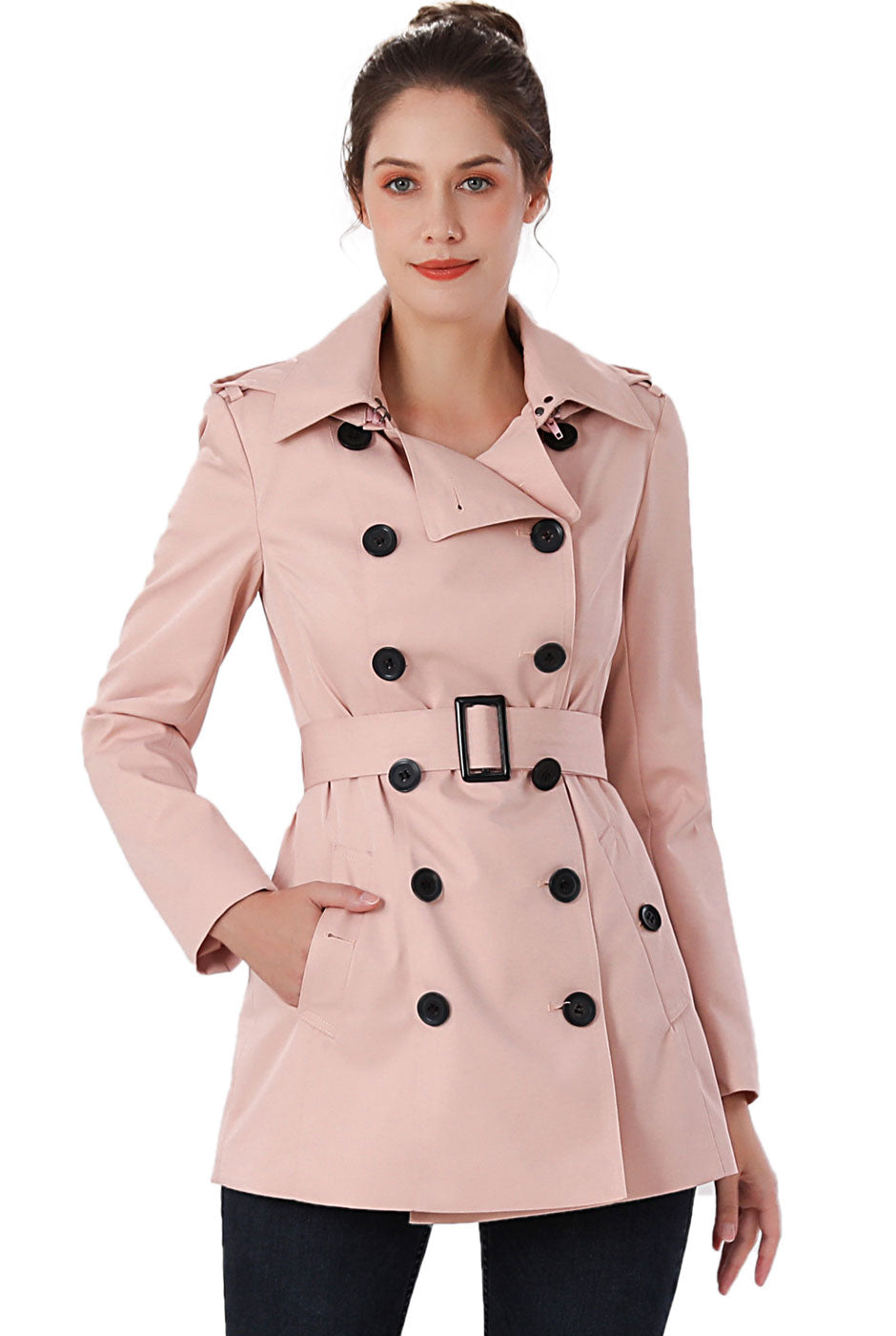 BGSD Women Evelyn Waterproof Classic Hooded Short Trench Coat