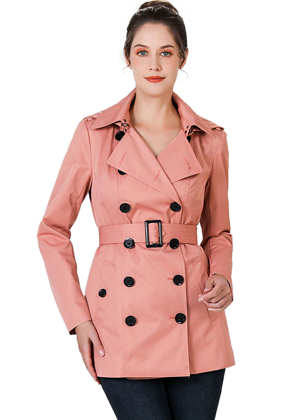 BGSD Women Evelyn Waterproof Classic Hooded Short Trench Coat