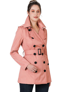 BGSD Women Evelyn Waterproof Classic Hooded Short Trench Coat