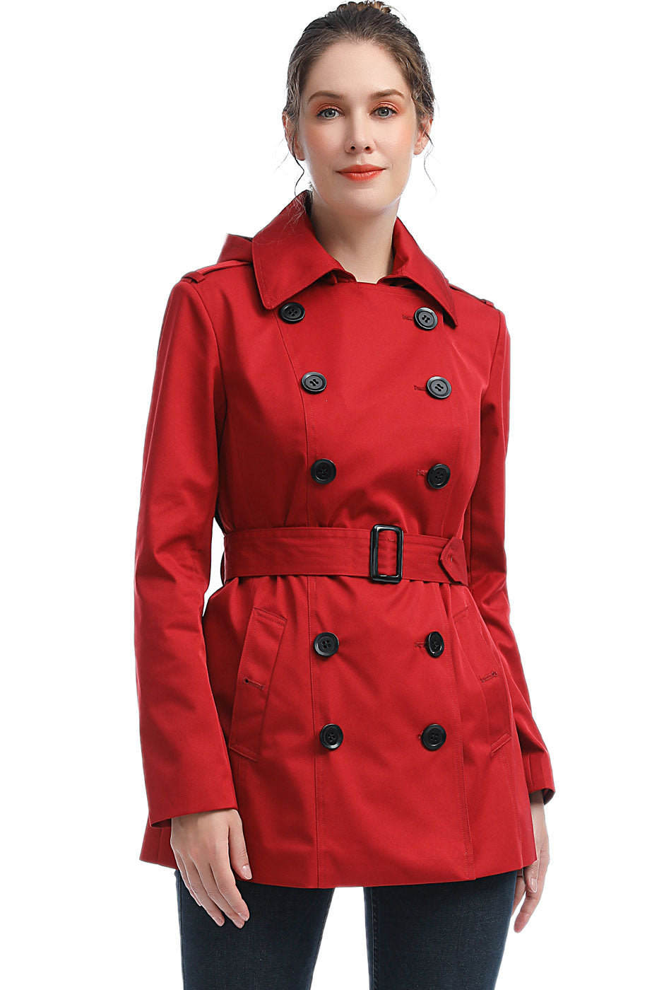 Short hooded trench coat hot sale womens