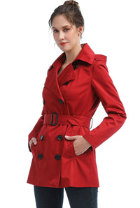 BGSD Women Evelyn Waterproof Classic Hooded Short Trench Coat