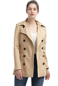 BGSD Women Evelyn Waterproof Classic Hooded Short Trench Coat