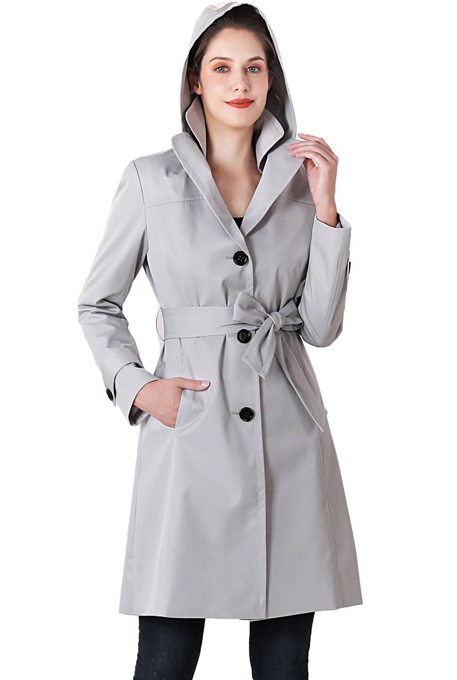 BGSD Women Eva Waterproof Hooded Trench Coat