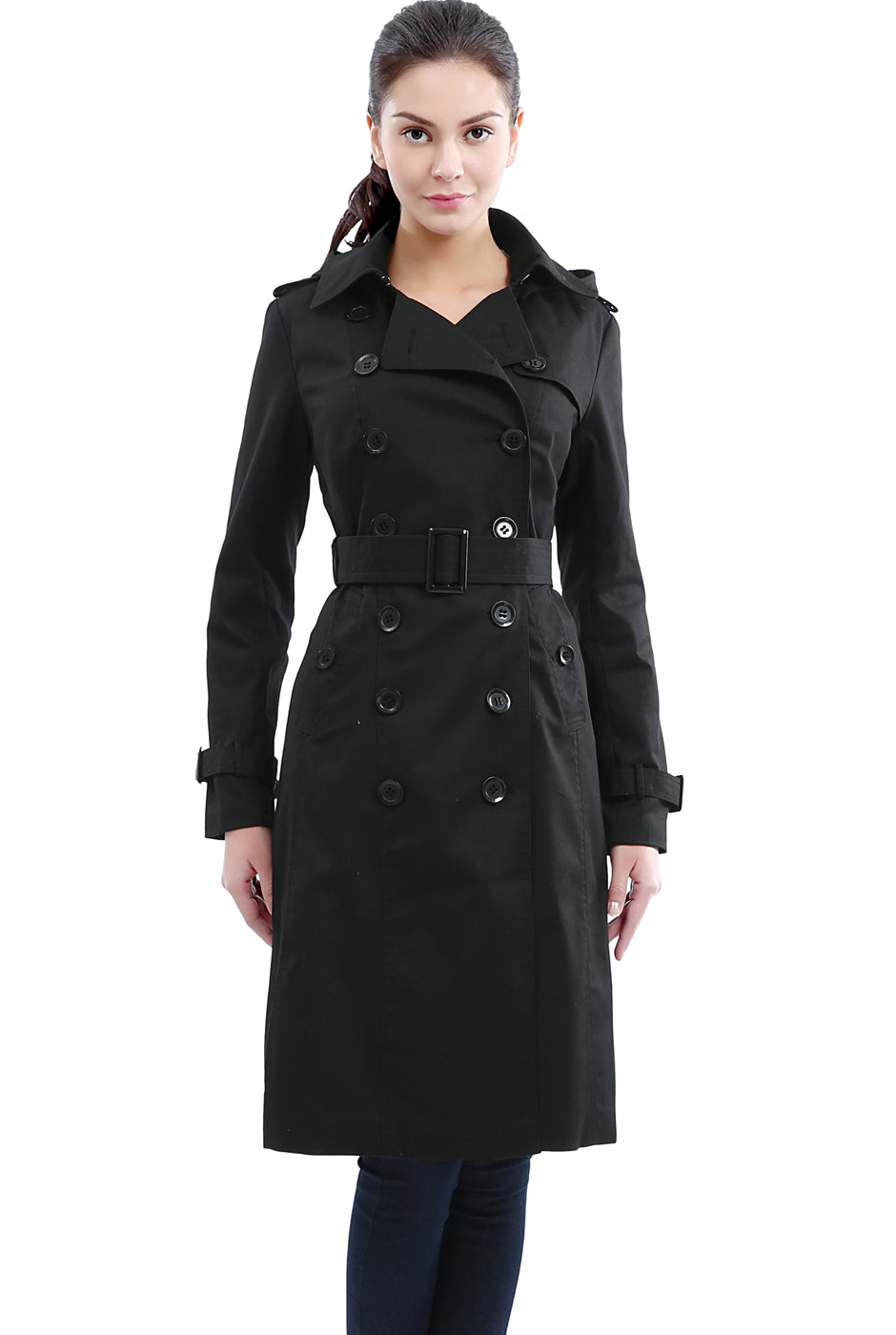 BGSD Women Chloe Waterproof Classic Hooded Long Trench Coat