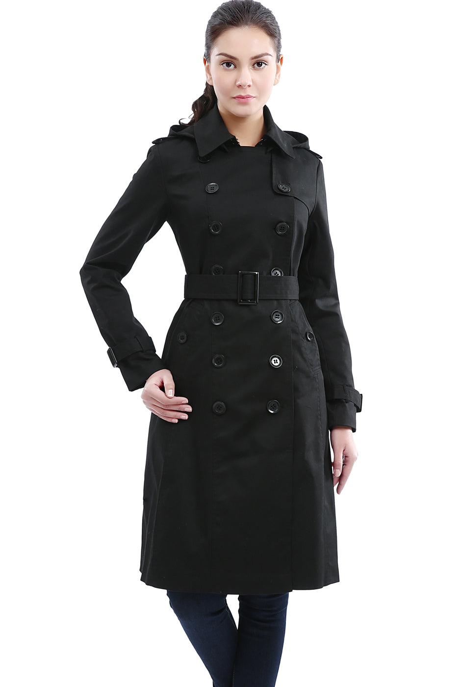 BGSD Women Chloe Waterproof Classic Hooded Long Trench Coat