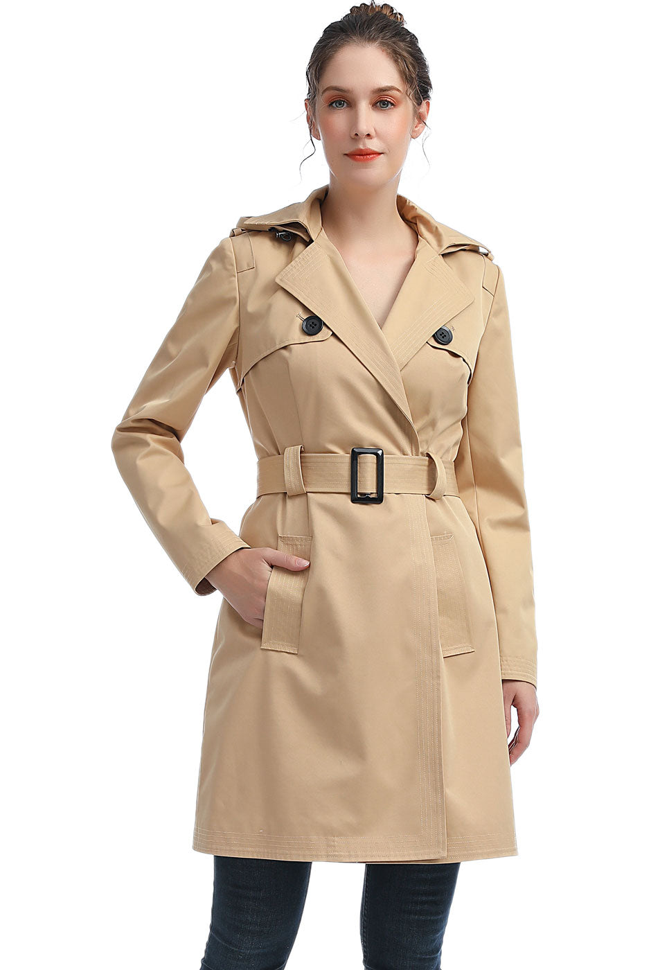 BGSD Women Gabby Waterproof Hooded Trench Coat