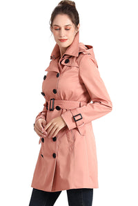 BGSD Women Leah Waterproof Hooded Mid Length Trench Coat