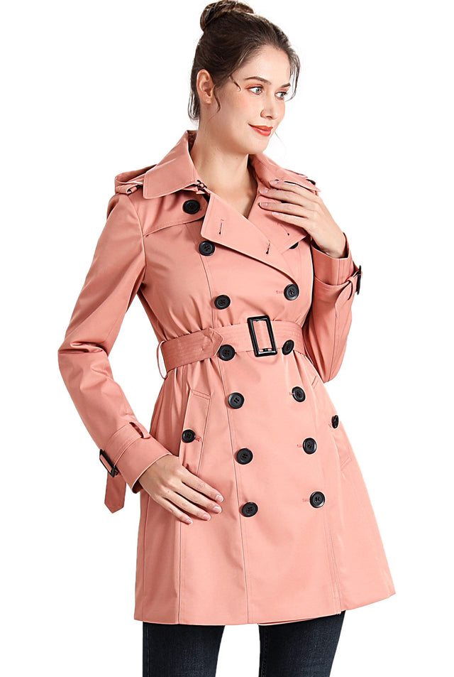 BGSD Women Leah Waterproof Hooded Mid Length Trench Coat