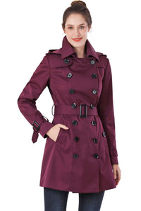 BGSD Women Leah Waterproof Hooded Mid Length Trench Coat