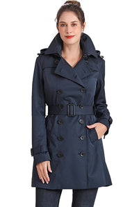 BGSD Women Leah Waterproof Hooded Mid Length Trench Coat