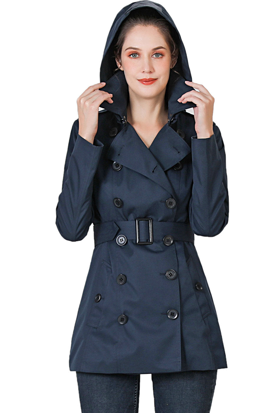 Short hooded outlet trench coat womens