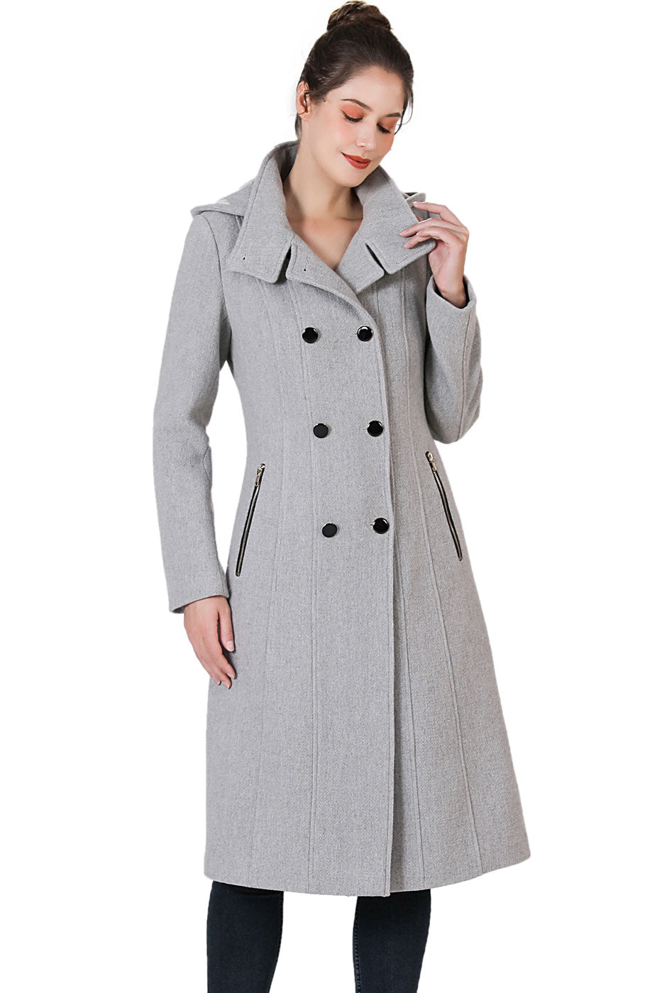 BGSD Women Ren Wool Stand Collar Walker Coat