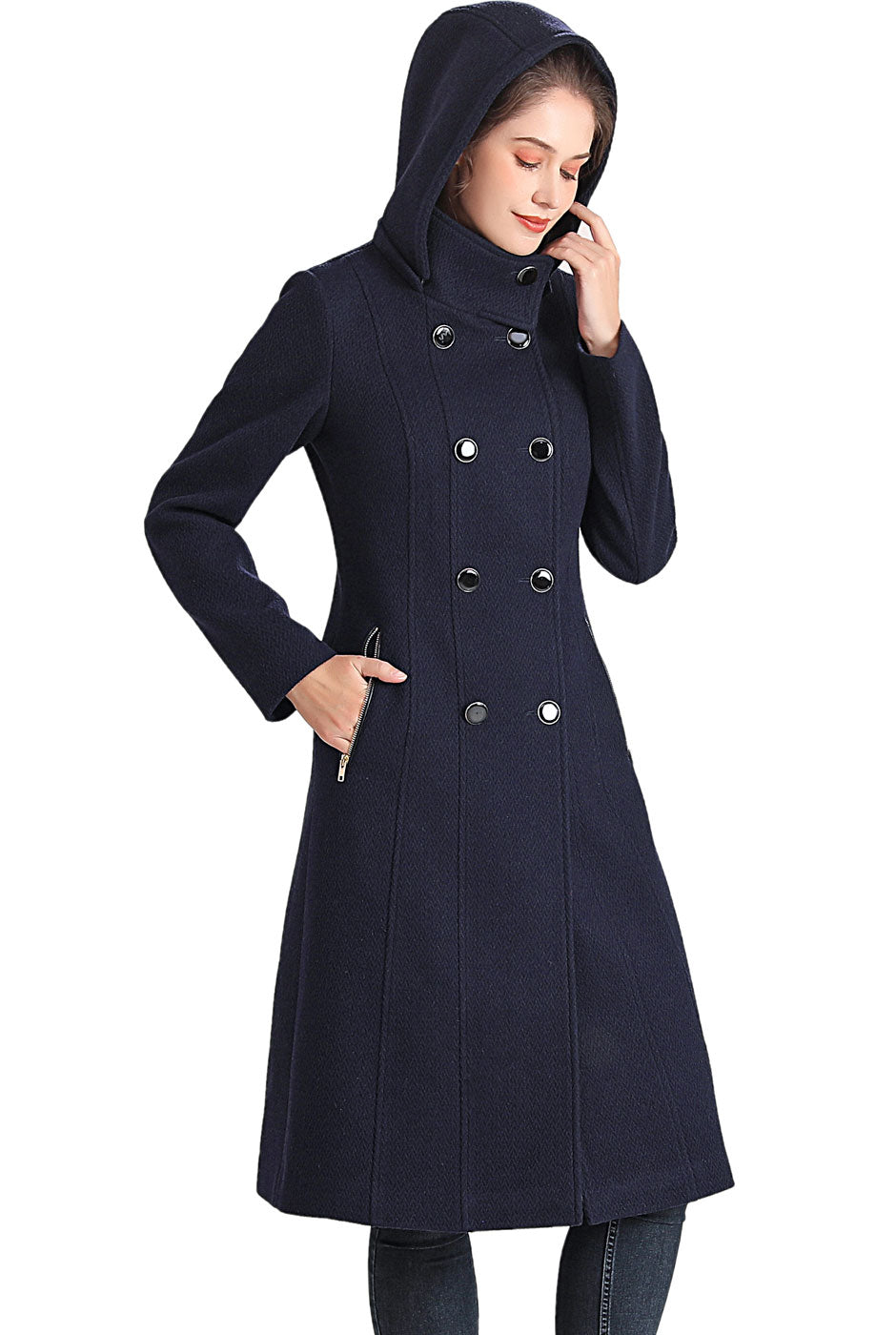 BGSD Women Ren Wool Stand Collar Walker Coat