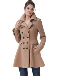 BGSD Women Emy Fit & Flare Wool Pea Coat