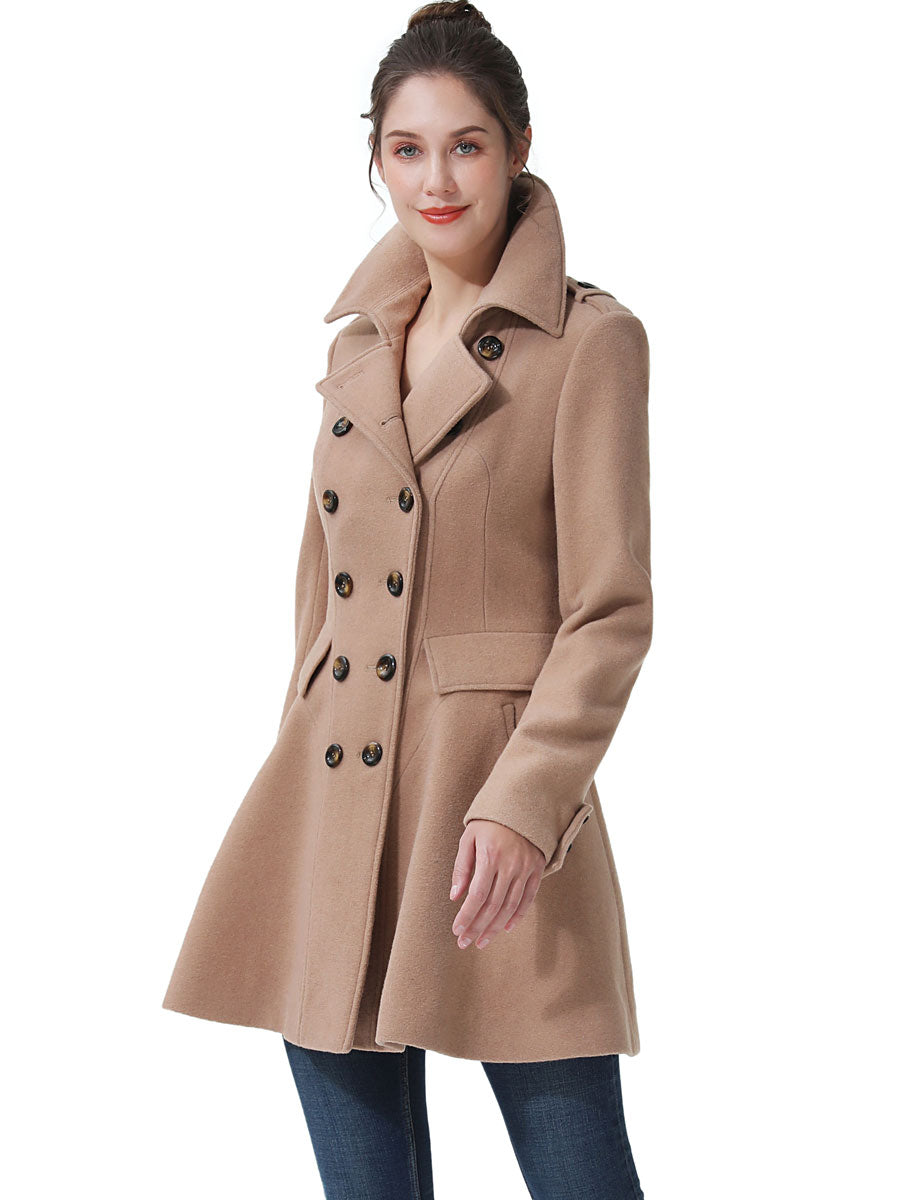 BGSD Women Emy Fit & Flare Wool Pea Coat