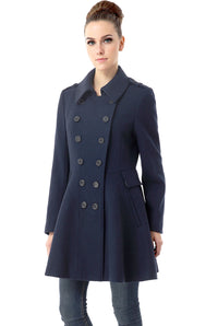 BGSD Women Emma Fit & Flare Wool Pea Coat