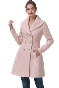 BGSD Women Kay Fit & Flare Boucle Wool Pea Coat