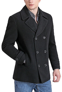 Landing Leathers Men Navy Wool Blend Pea Coat