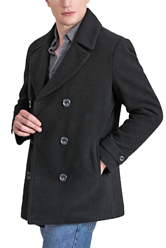 Landing Leathers Men Navy Wool Blend Pea Coat