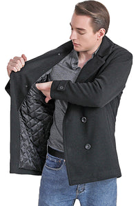 Landing Leathers Men Navy Wool Blend Pea Coat