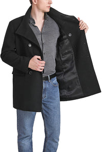 Landing Leathers Men Wing Collar City Wool Blend Pea Coat