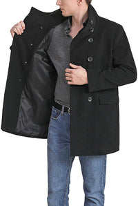 Landing Leathers Men Wing Collar City Wool Blend Pea Coat