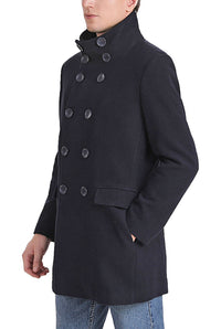 Landing Leathers Men Wing Collar City Wool Blend Pea Coat