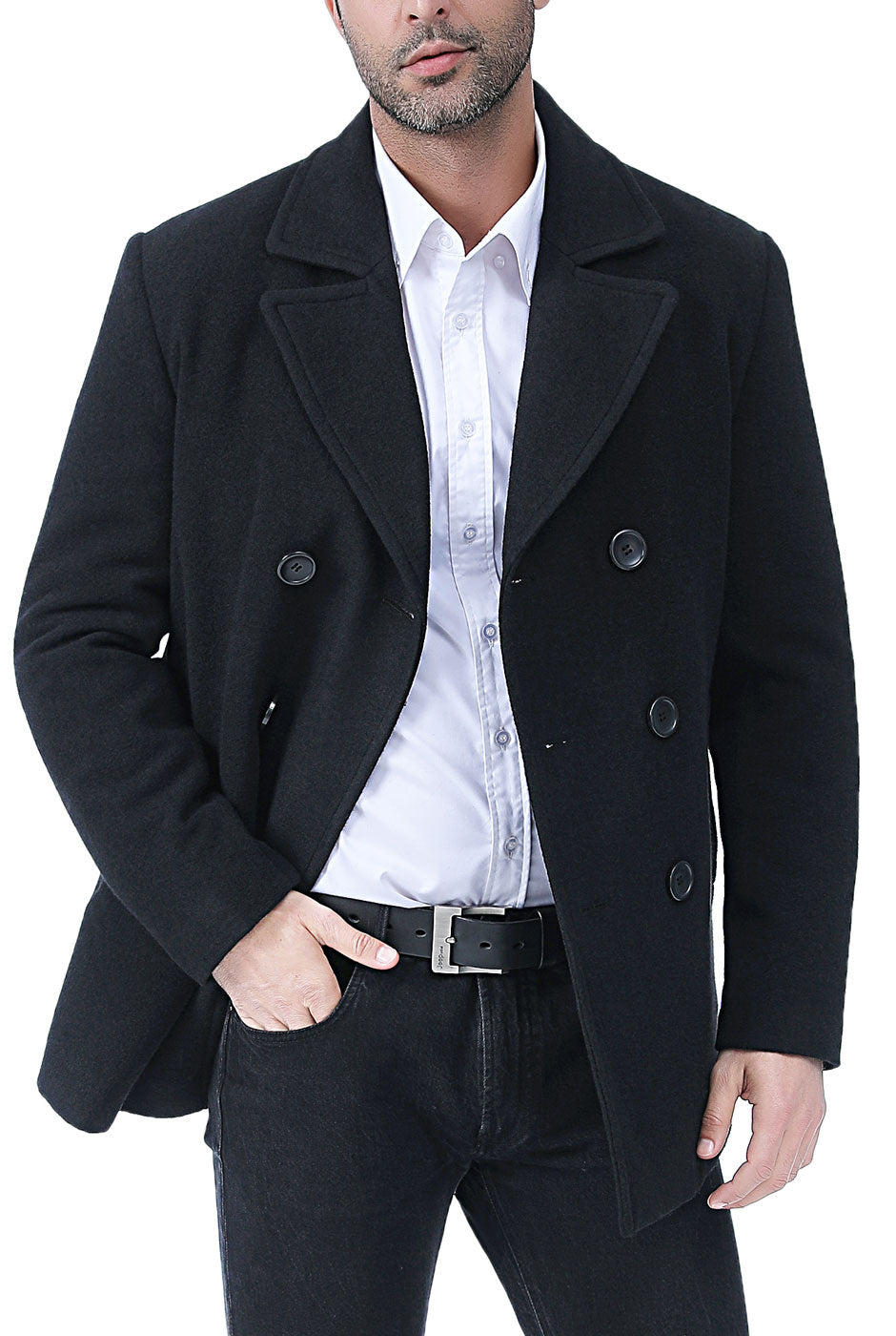 BGSD Men Mark Classic Wool Blend Pea Coat