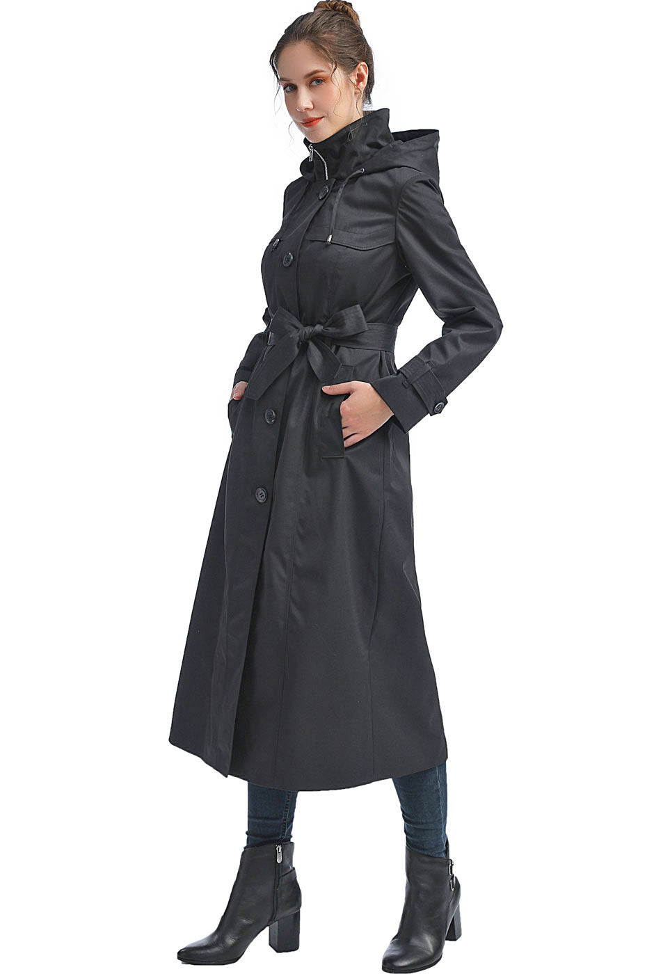 Black hooded hot sale waterproof coat