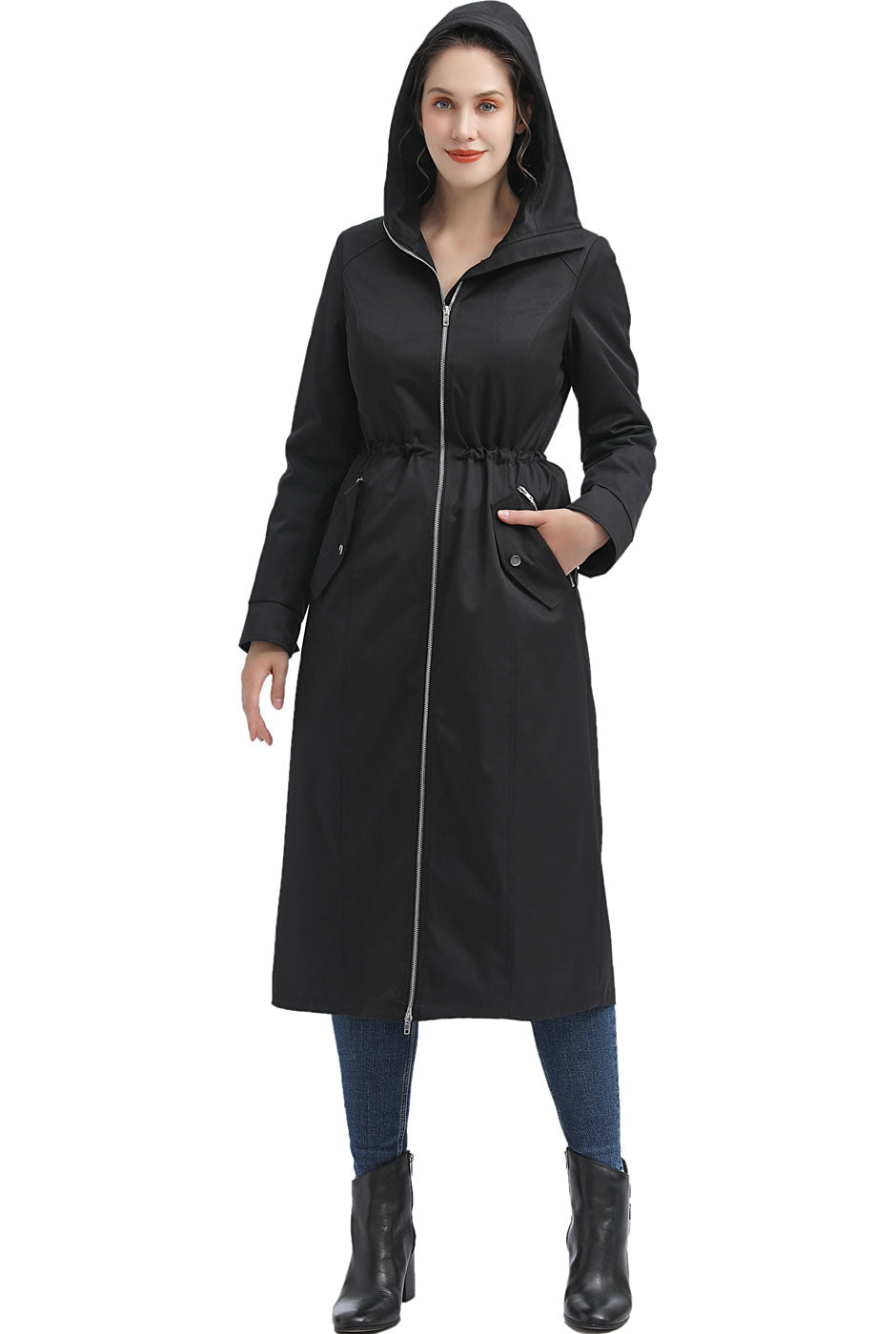 BGSD Women Zip-Out Lined Hooded Long Raincoat