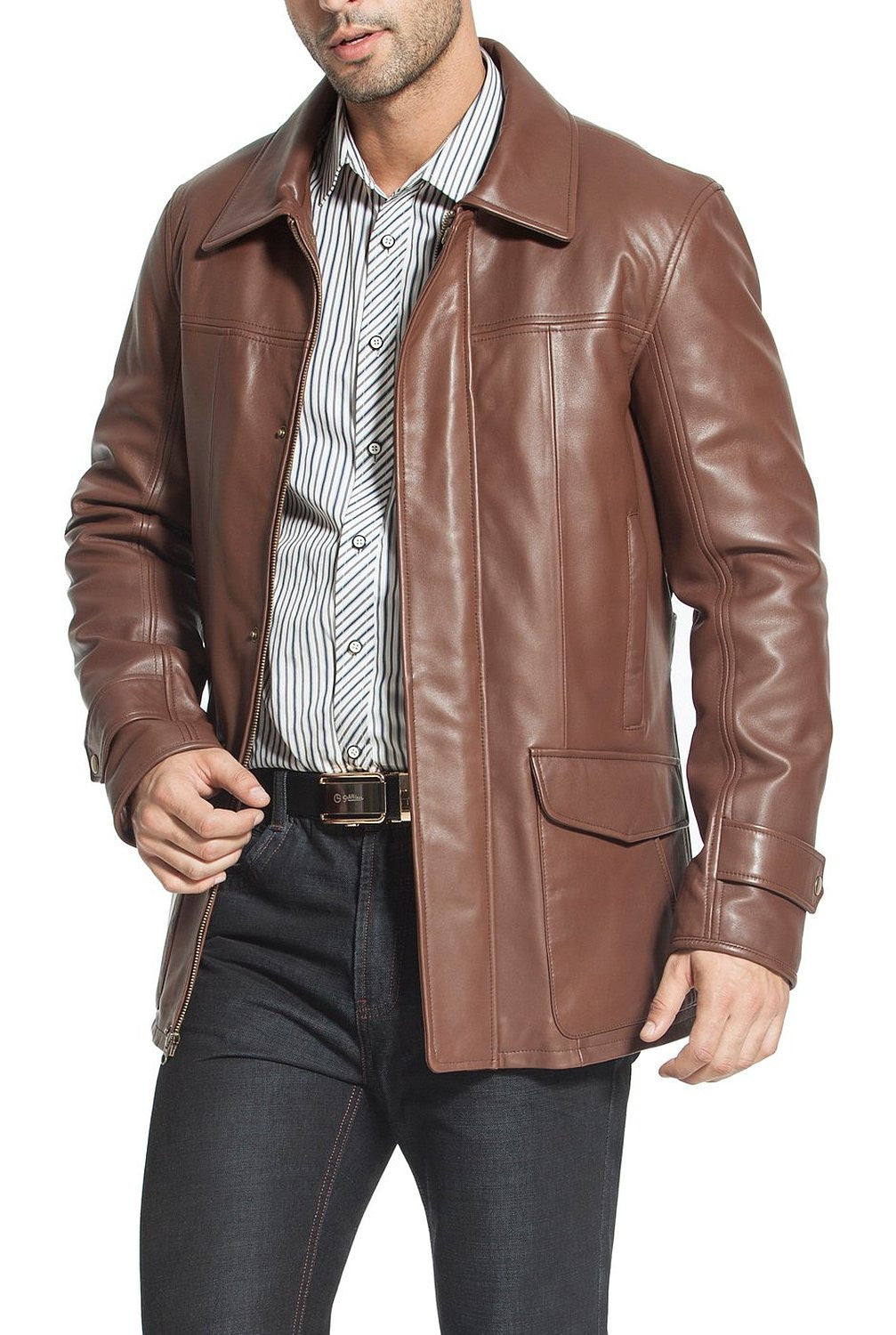 bgsd mens hunter patch pocket lambskin leather coat