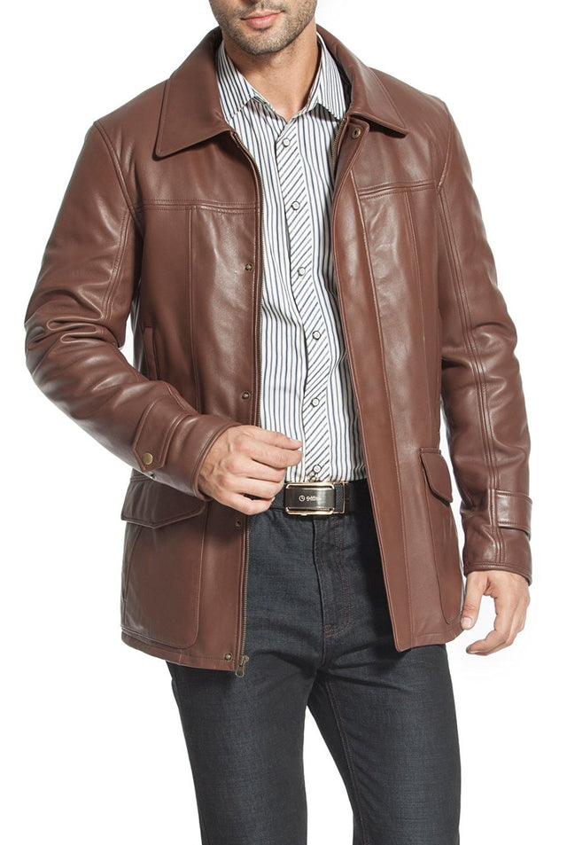 bgsd mens hunter patch pocket lambskin leather coat