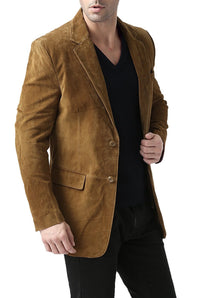 BGSD Men Cliff Classic Two-Button Suede Leather Blazer