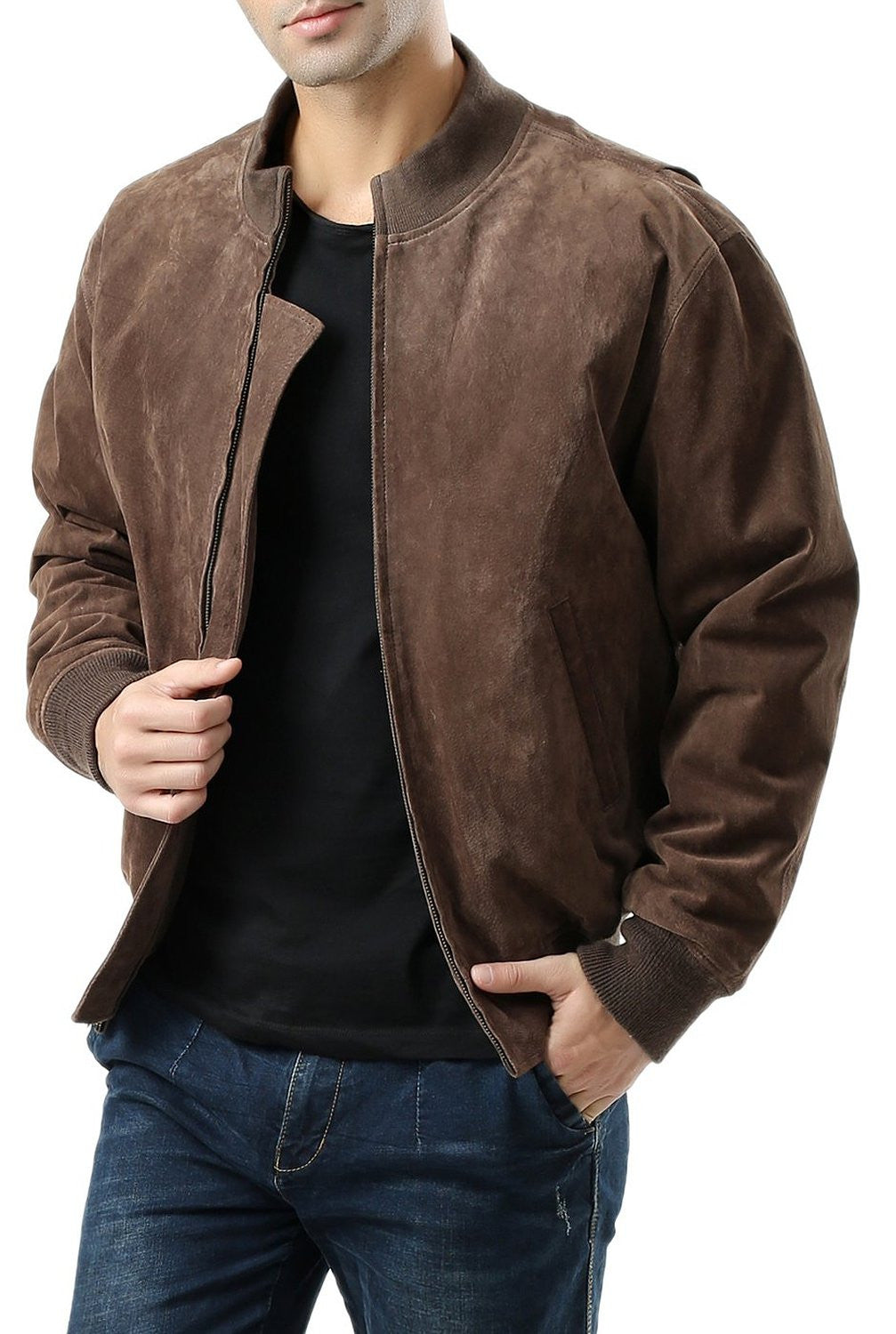 Landing Leathers Men WWII Suede Leather Tanker Jacket