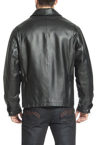 BGSD Men Greg Open Bottom Zip Front Leather Jacket