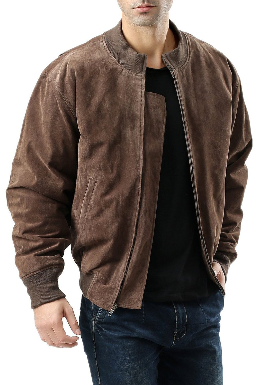 Landing Leathers Men WWII Suede Leather Tanker Jacket