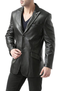 BGSD Men Noah Two-Button Lambskin Leather Blazer