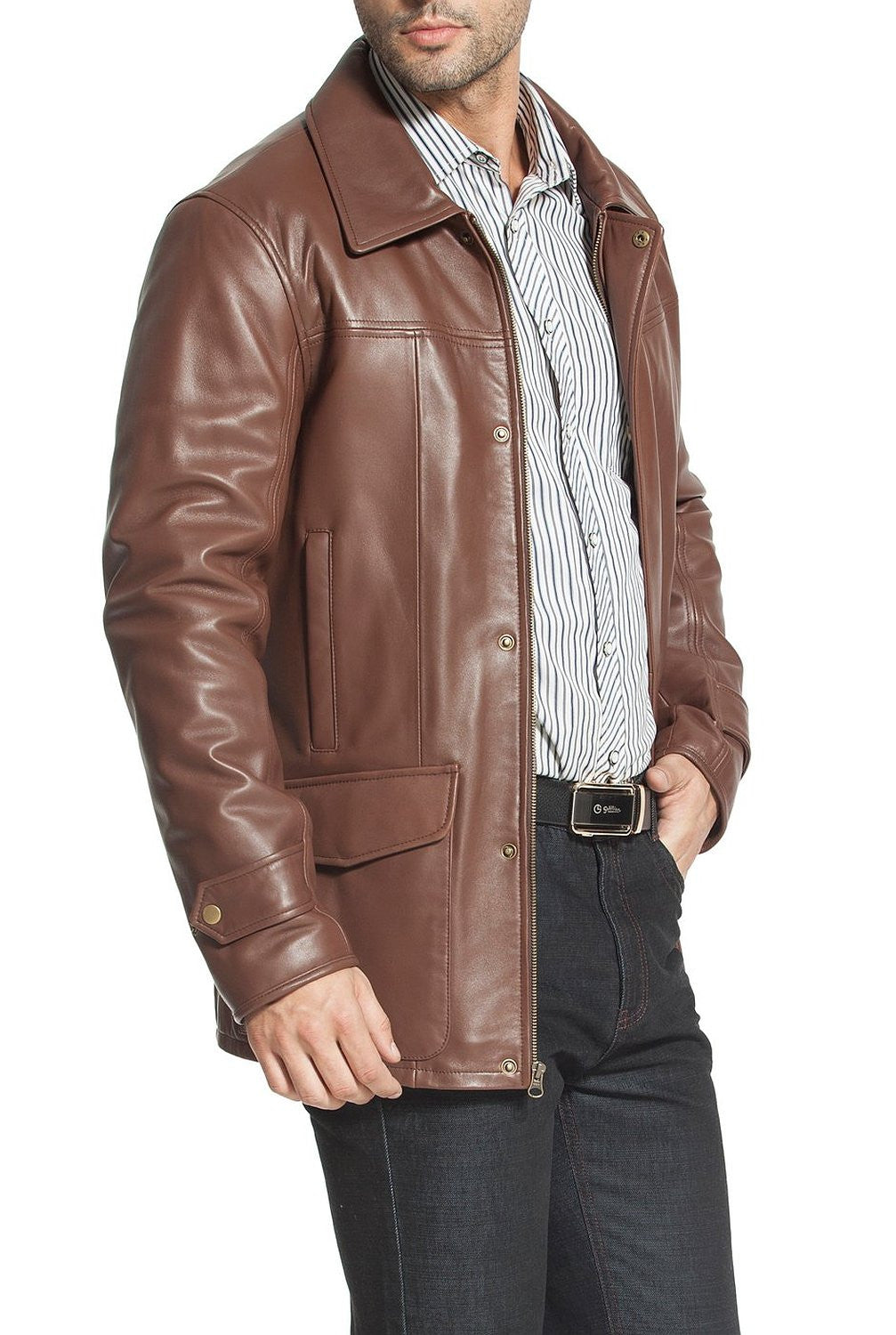 bgsd mens hunter patch pocket lambskin leather coat