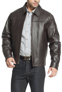 BGSD Men Greg Open Bottom Zip Front Leather Jacket