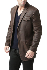 bgsd mens two button cowhide leather blazer