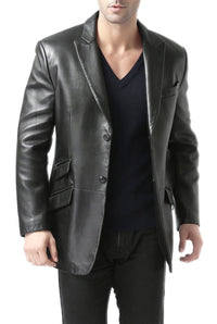 BGSD Men Noah Two-Button Lambskin Leather Blazer