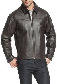 BGSD Men Greg Open Bottom Zip Front Leather Jacket