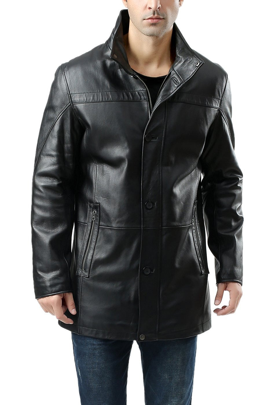 BGSD Men Chad New Zealand Lambskin Leather Car Coat