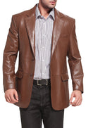 bgsd mens richard classic two button new zealand lambskin leather blazer 2