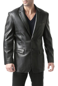 BGSD Men Richard Classic Two-Button Lambskin Leather Blazer