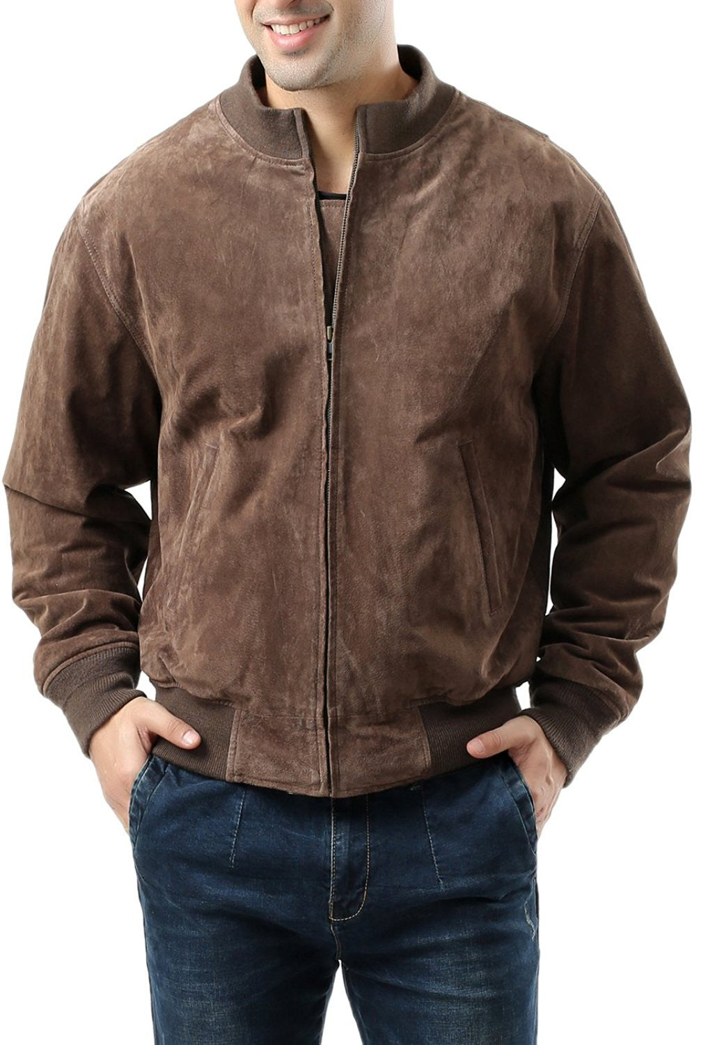 Landing Leathers Men WWII Suede Leather Tanker Jacket