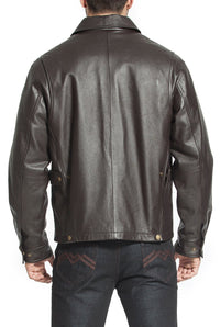 BGSD Men Greg Open Bottom Zip Front Leather Jacket