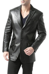 BGSD Men Noah Two-Button Lambskin Leather Blazer